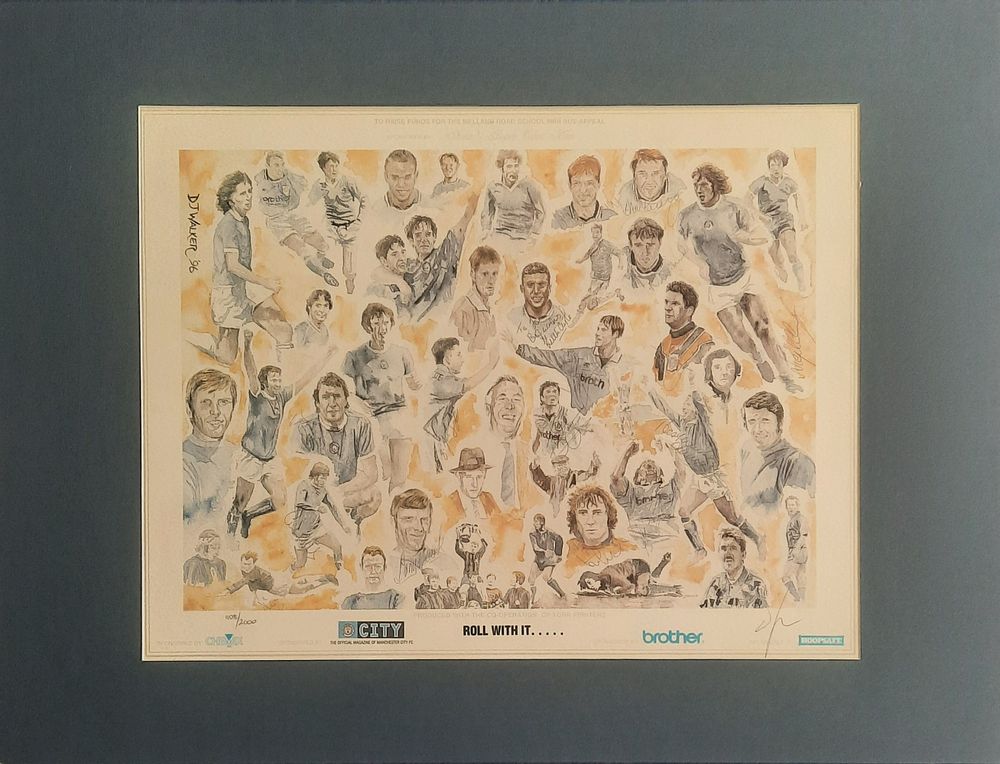Lot 460: Football Manchester City Legends 26x20inch multi signed print...