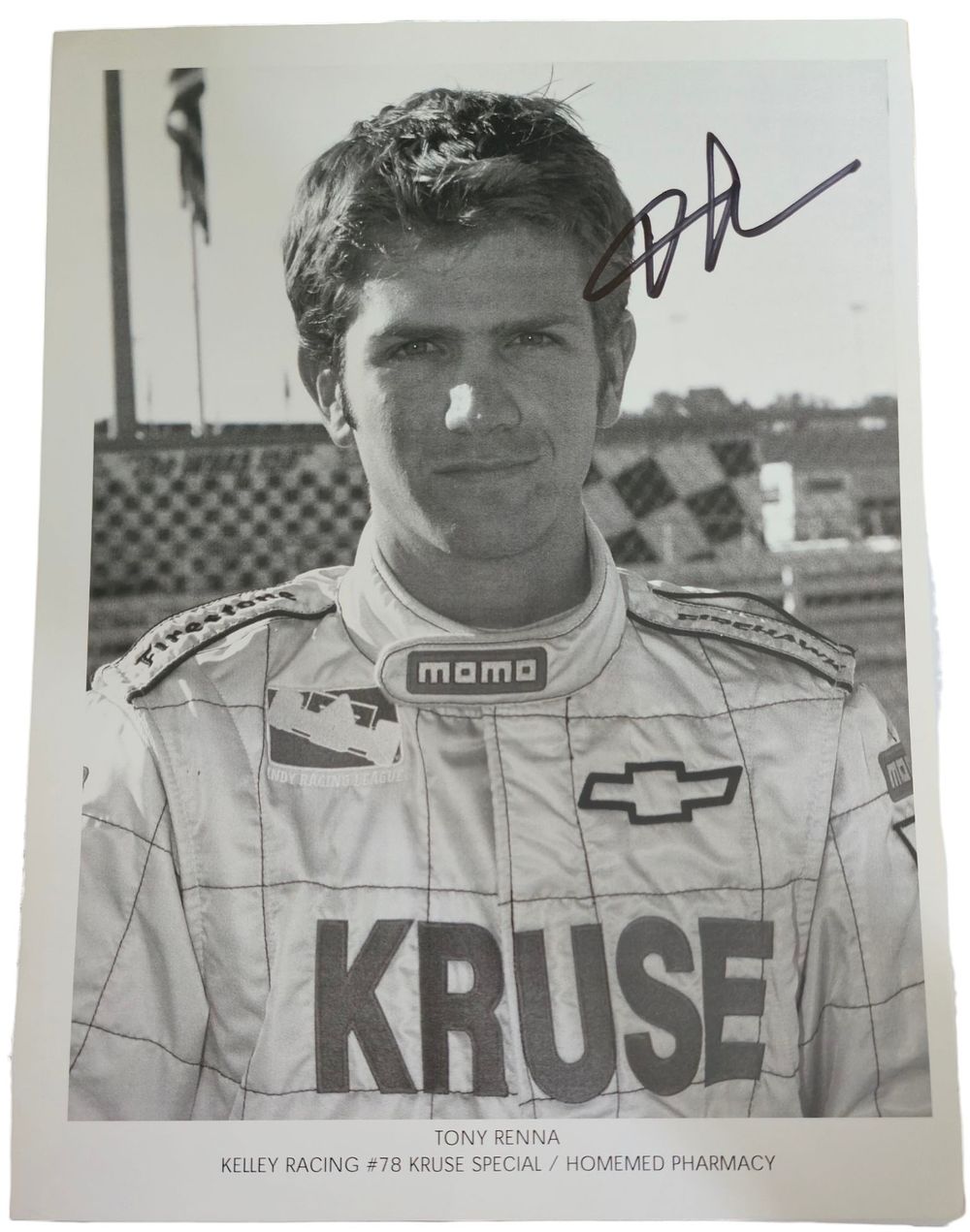 Lot 472: Tony Renna signed Kelley Racing 12x8inch black and...