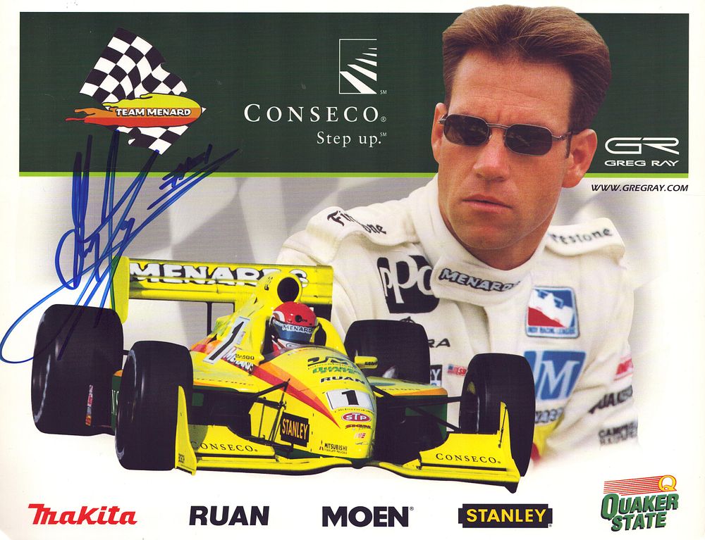 Lot 496: Greg Ray signed Team Menard 10x8inch colour promo...