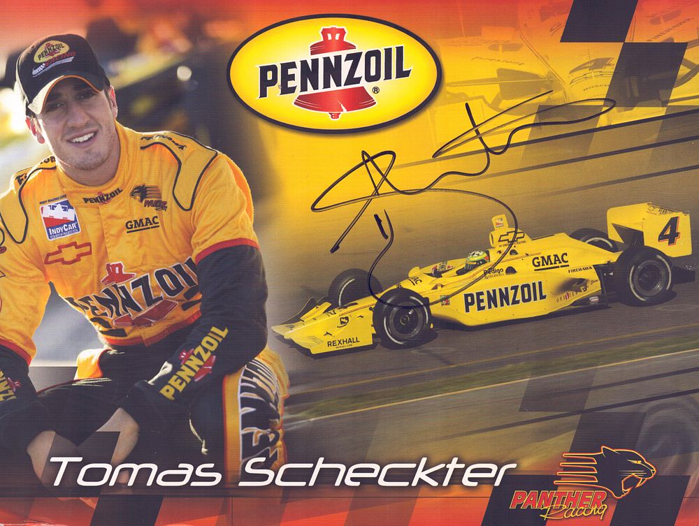 Lot 506: Thomas Scheckter signed Pennzoil 10x8inch colour promo photo....