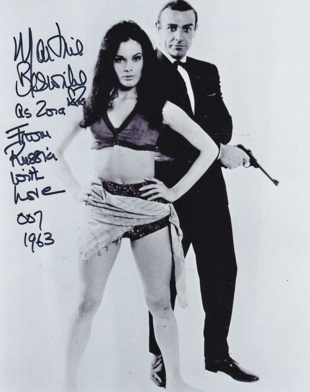 Lot 335: Martine Beswick signed James Bond 10x8 black and...