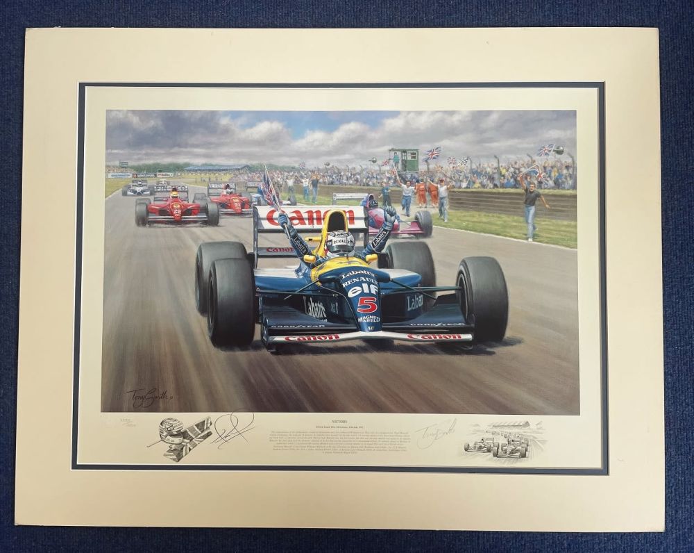 Lot 362: Nigel Mansell Formula One Racing Driver Signed 25x32...