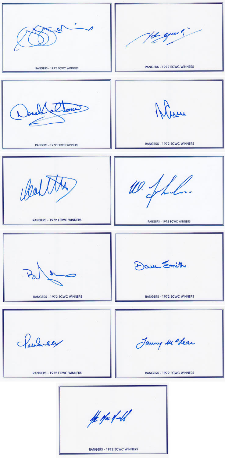 Lot 371: Football Autographed Rangers 1972 - A Wonderful Lot...