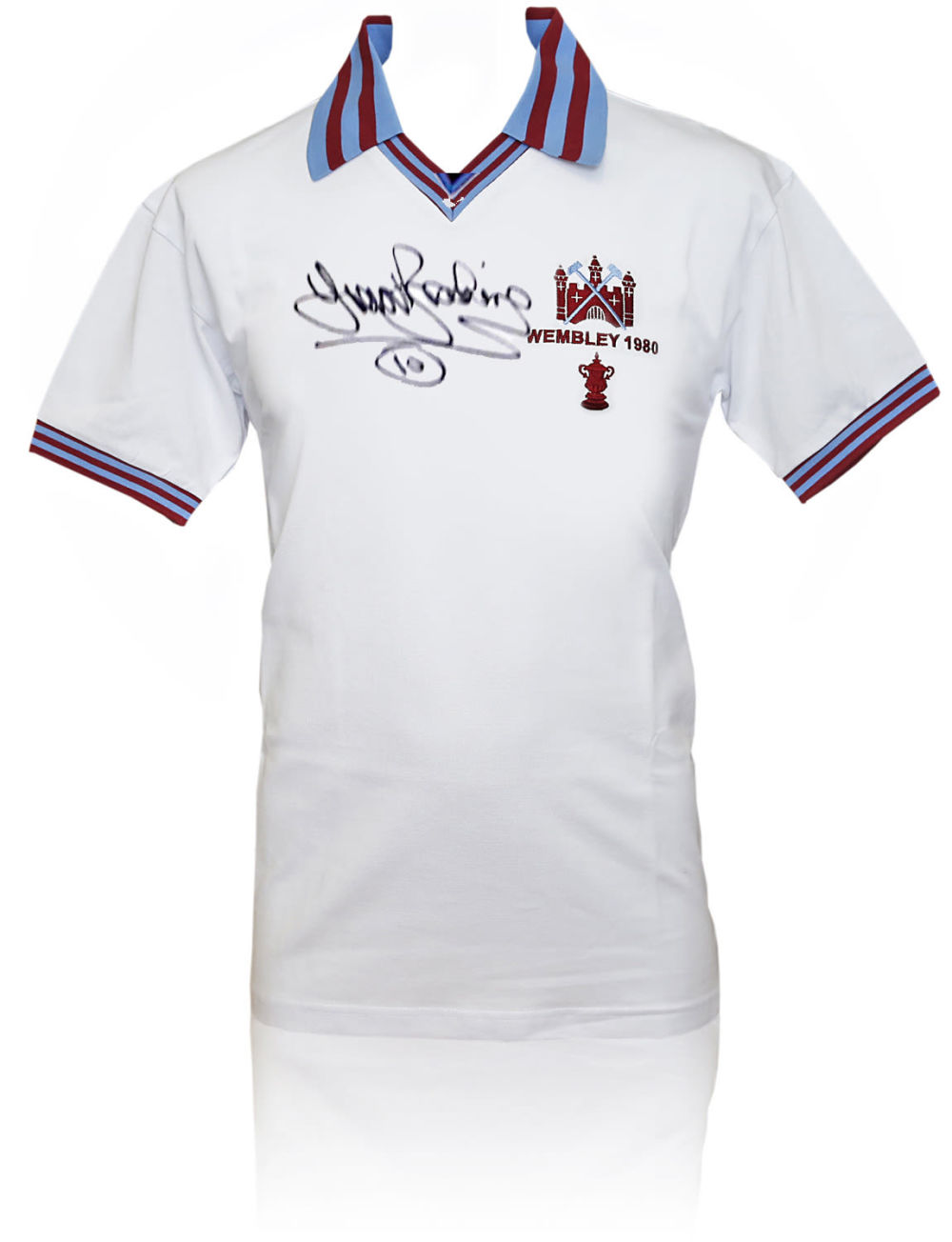 Lot 384: Football Autographed West Ham United 1980 Replica Shirt...