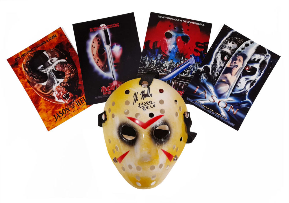 Lot 392: Kane Hodder Friday 13th hand-signed Jason Voorhees mask....
