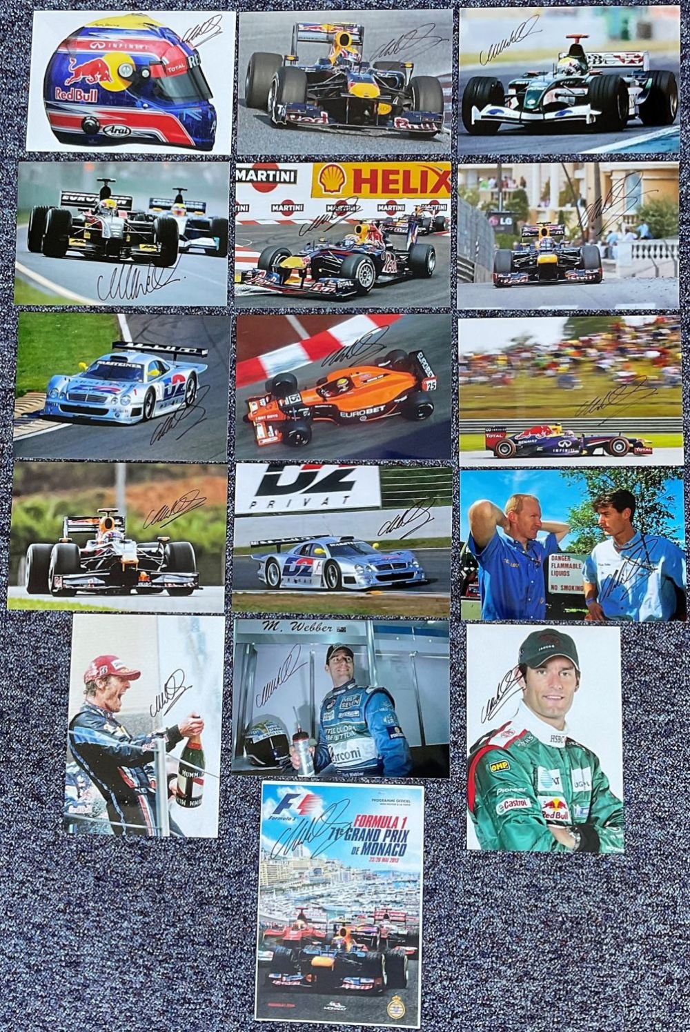 Lot 17: Motor Racing Mark Webber collection 16 signed 12x8...