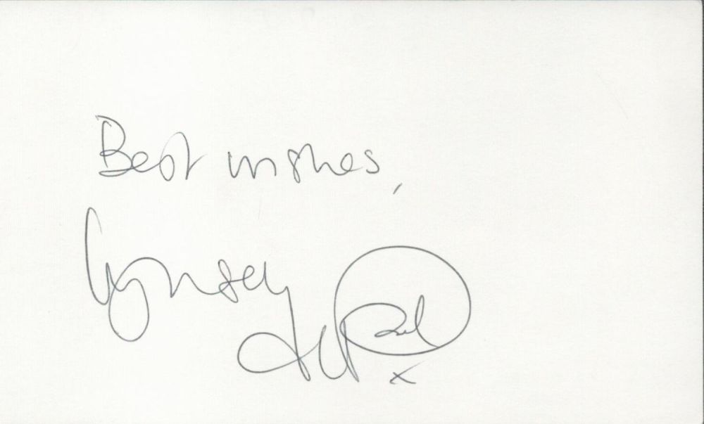 Lot 86: Lynsey de Paul signed white card (measuring 5"x3")...