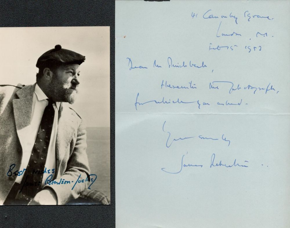 Lot 152: British Actor James Robertson Justice Signed ALS Dated...