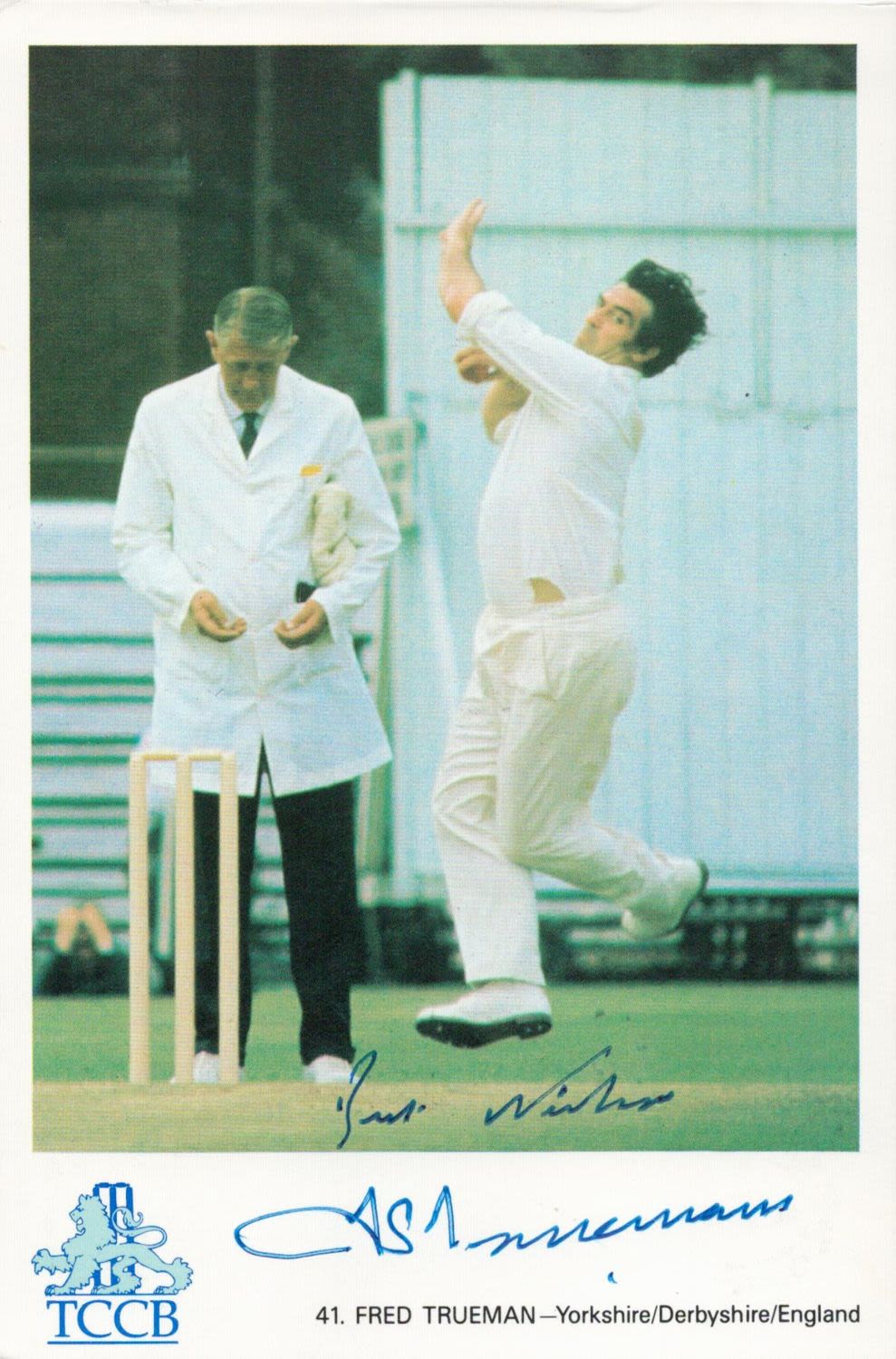 Lot 187: England Cricket Legend Fred Trueman Signed TCCB Colour...