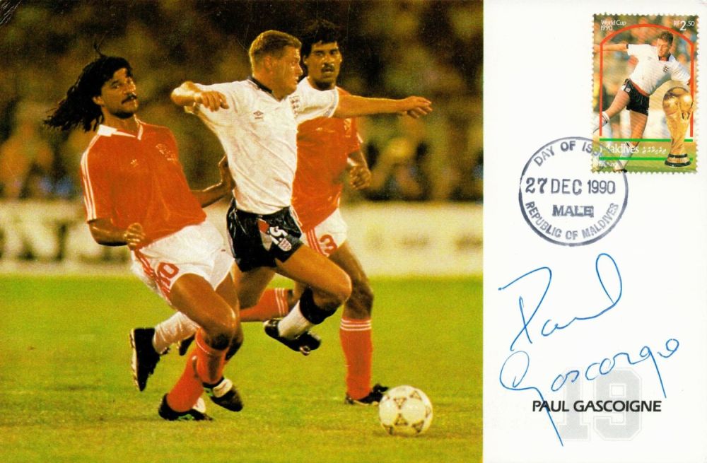 Lot 208: England Football Icon Paul Gascoigne Signed Colour Postcard...