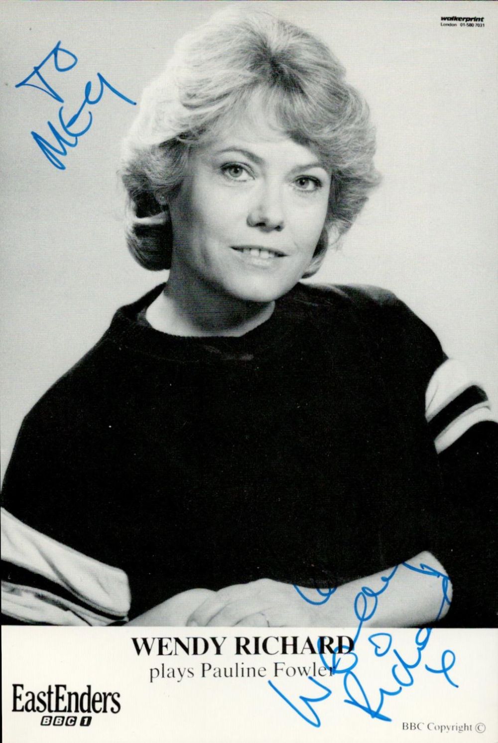 Lot 228: Eastenders Actress Wendy Richard (Pauline Fowler) Signed 6x4...