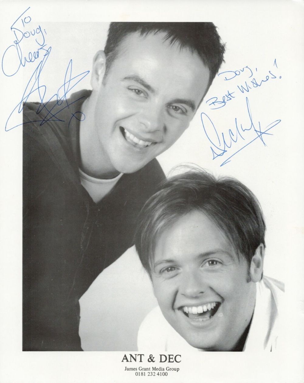 Lot 242: British TV Entertainment Duo Ant and Dec Signed...
