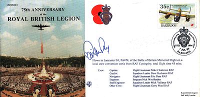 Veteran signed FDC, (Flown in Lancaster B1, PA474, of the Battle of Britain Memorial Flight on