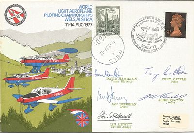 World Light Aeroplane piloting championships multiple signed Air Display cover. Signed by 5