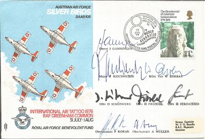 Silver Birds Air Display team cover flown and signed by seven team members. Good condition. All