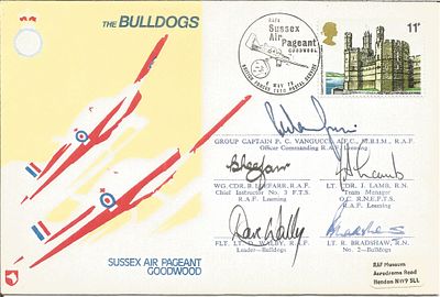 The Bulldogs Air Display team cover flown and signed by five team members. Good condition. All