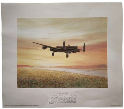 Avro Lancaster B.I colour print 15.5x13.5 inch. Good condition. All autographs come with a
