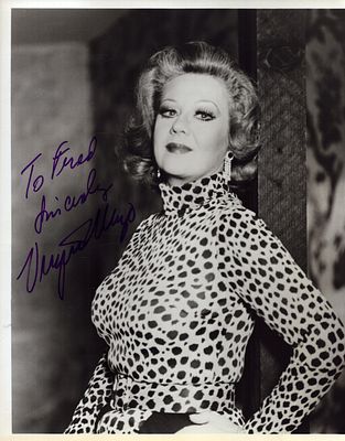 Virginia Mayo signed 10x8 inch black and white photo. Dedicated. Good condition. All autographs