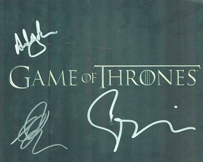 Game of Thrones multi signed 10 x 8 inch b/w photo. Actors EDWARD DOGLIANI Lord of Bones , ANDY