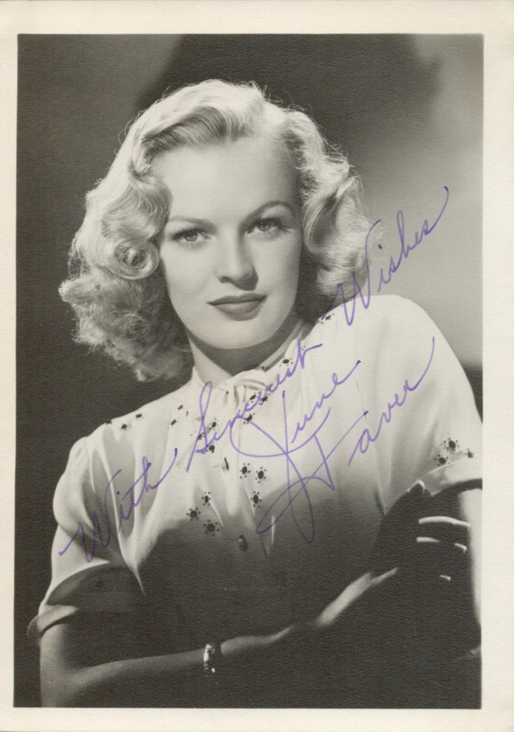 Lot 258: American Actress June Haver Signed 7x5 inch Original...
