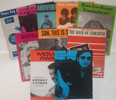 Music sheet collection. Hank Locklin, Little Tony, Love Unlimited, Alan Hull, Gordon Lightfoot