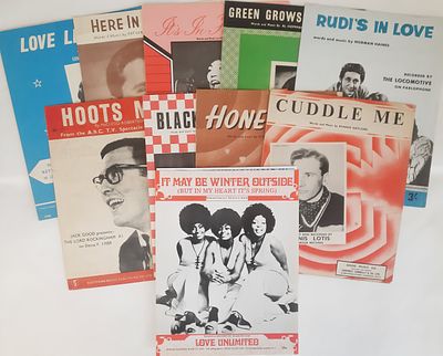 Music sheet collection. Ketty Lester, Linda Lewis, Dennis Lotis, The Locomotive, Black is Black