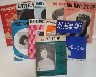 Music sheet collection. Peggy Lee, Little Arrows, Brenda Lee, Too Many Rivers, Sweet Impossible