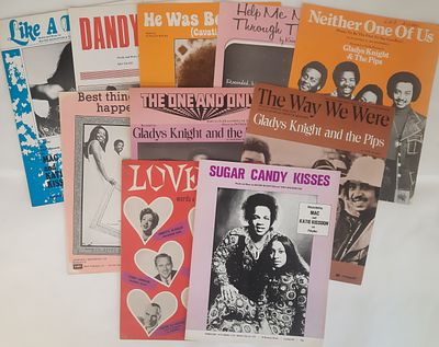 Music sheet collection. Mac and Katie Kissoon, Gladys Knight and The Pips, The One and Only, He