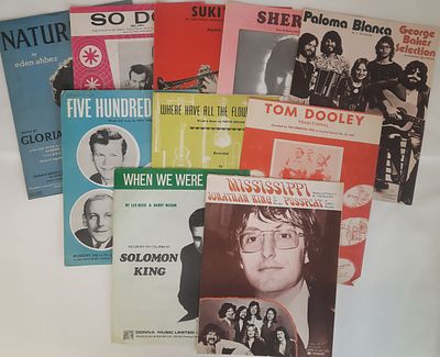 Music sheet collection. Kenny Ball, Adrian Baker, The Kingston Trio, Tom Dooley, Solomon King