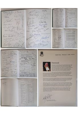 Multi Signed by British Politicians House of Commins Centenary 1909 to 2009 hardback book. Tony