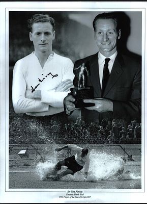 Sir Tom Finney signed 106x12 inch black and white photo. Preston north End PFA Player of the