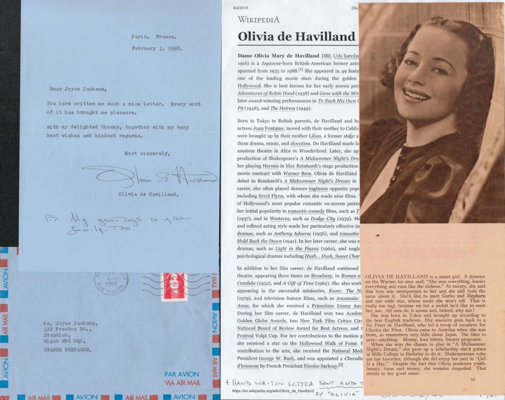 Lot 292: Olivia De Havilland TLS dated Paris France February...