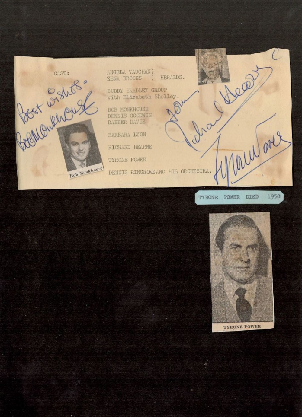 Lot 357: Tyrone Power, Bob Monkhouse and Richard Hearne Multi...