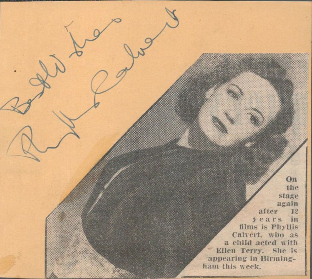 Lot 377: Phyllis Calvert signed 4x4 album page. Phyllis Hannah...