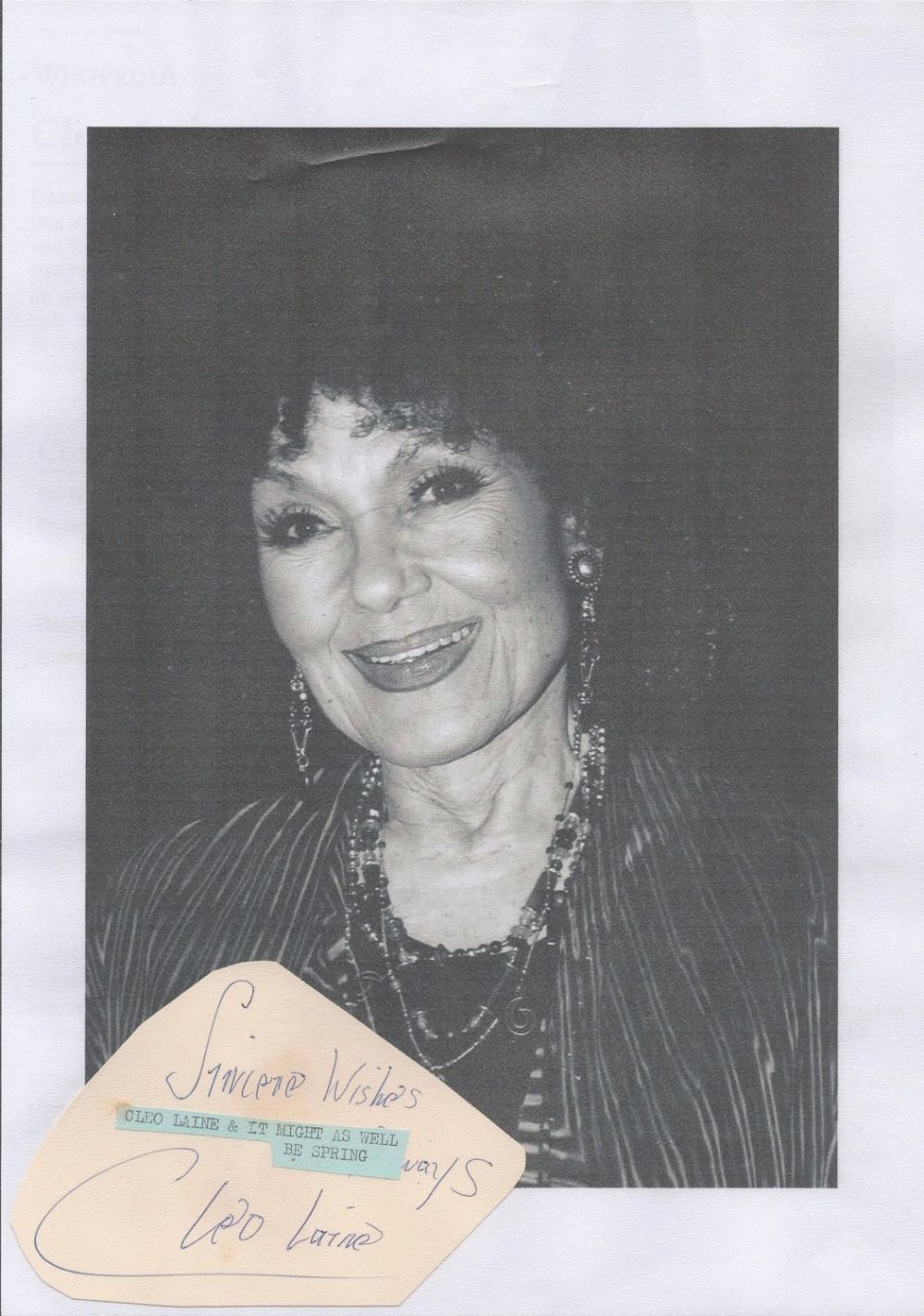 Lot 379: Cleo Laine signed 4x3 irregular signed album page...
