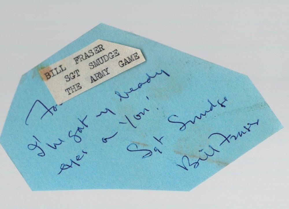 Lot 383: Bill Fraser signed 4x3 irregular album page cutting....
