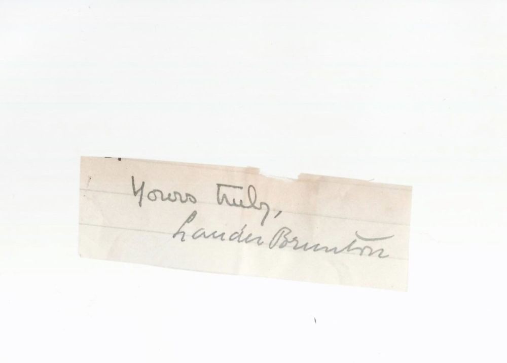 Lot 387: Sir Thomas Lauder Brunton, 1st Baronet signed 3x1...