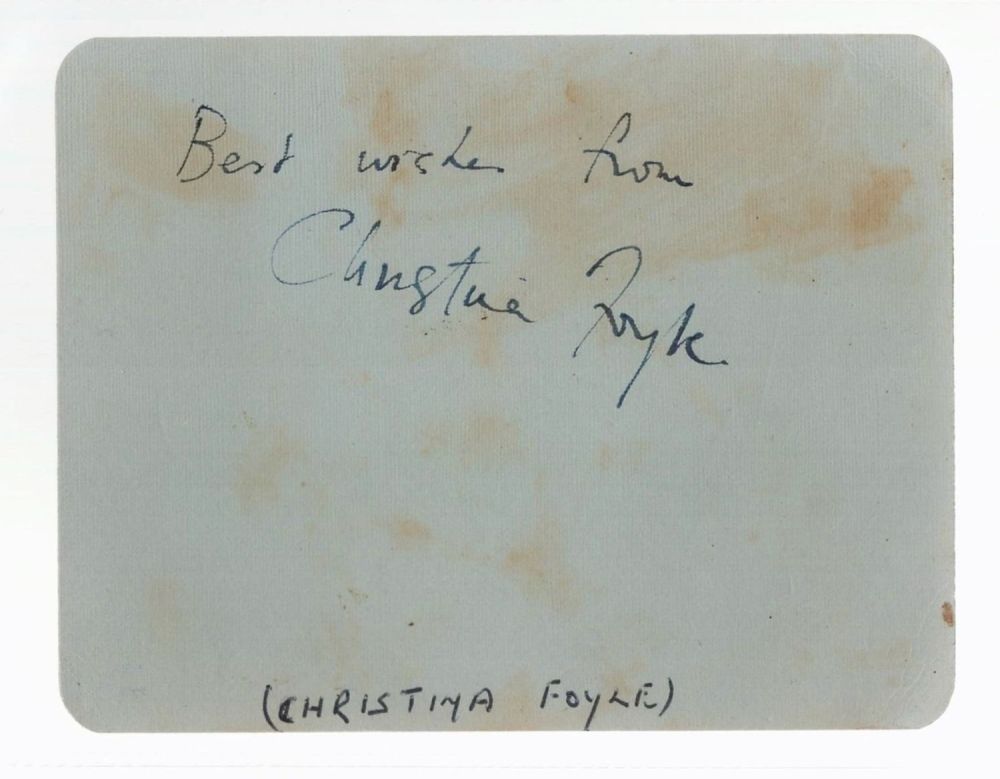 Lot 389: Christina Foyle signed 5x4 album page. Christina Agnes...
