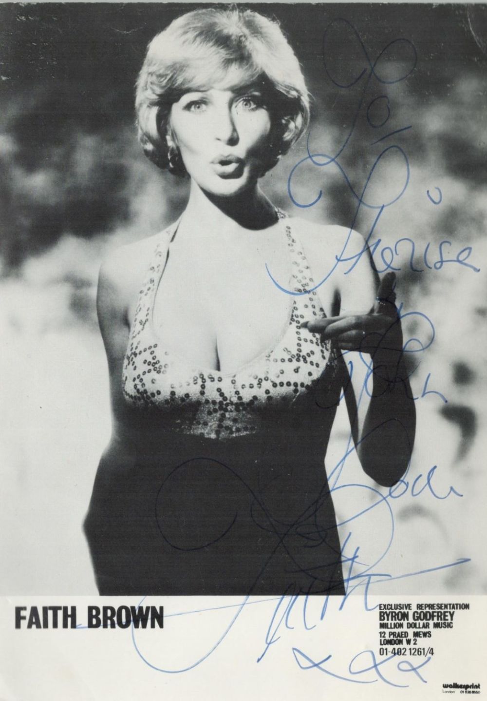 Lot 396: Faith Brown signed 8x6 black and white promo...