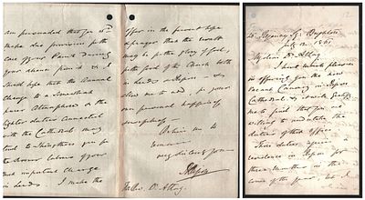 Handwritten letter dated July 12th, 1861. The letter is an offer for a vacant Canonry in a