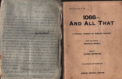 1945 typed letter and 1066 And All That musical comedy acting edition book. Good condition. All