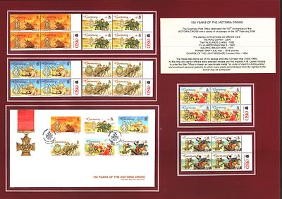Victoria Cross 150 Years of the Victoria cross mounted stamp display .The Guernsey Post Office