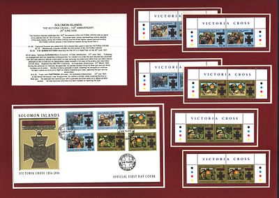 Solomon Islands Victoria Cross 1856-2006 mounted Official FDC triple PM Solomon Islands First