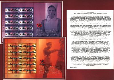 Guernsey 90th Anniversary of the Royal British Legion commerative stamp sheet display includes
