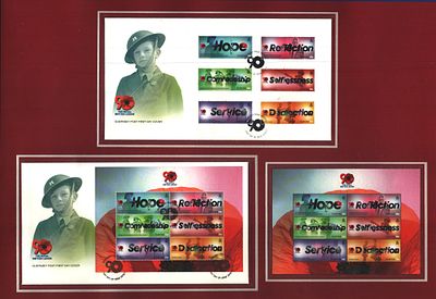 Guernsey 90th Anniversary of the Royal British Legion commerative FDC mounted display includes