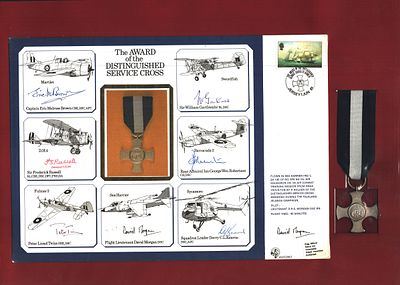 The Award of the Distinguished Service Cross mounted display includes DSC replica medal and