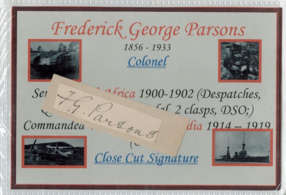Lot 434: Lieutenant Colone Frederick George Parsons (1856-1933) 3x1 close...
