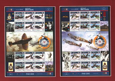 Battle of Britain 1940-2010 Isle of Man stamp sheet display includes 2, Battle of Britain 70th