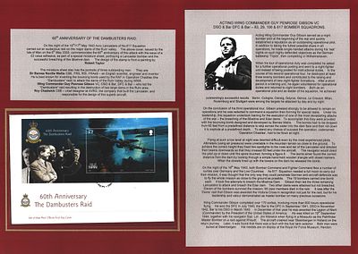 WWII 60th Anniversary The Dambusters Raid Isle of Man FDC mounted display , vintage cigarette