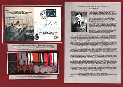 WW II W/O Norman Cyril Jackson VC mounted signature piece includes signed FDC Commemorating the
